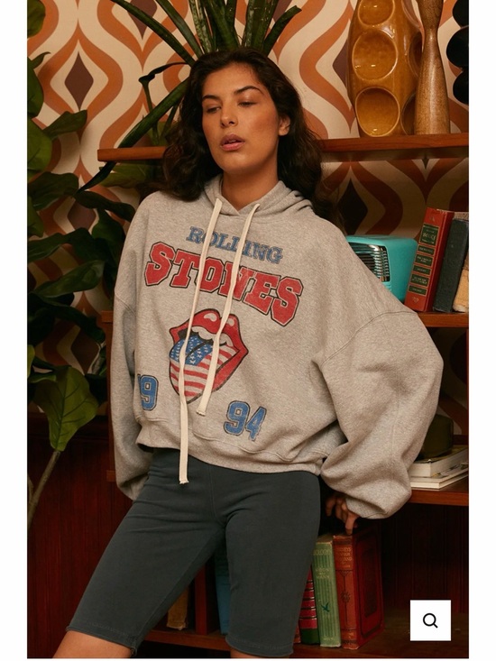 People Of Leisure Tops - People of Leisure Vintage-Inspired Rolling Stones Graphic Hooded Sweatshirt
